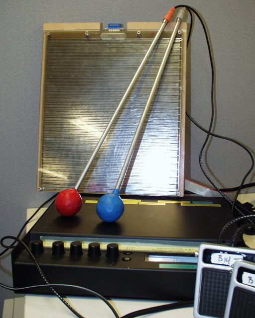 Radio Baton against wall